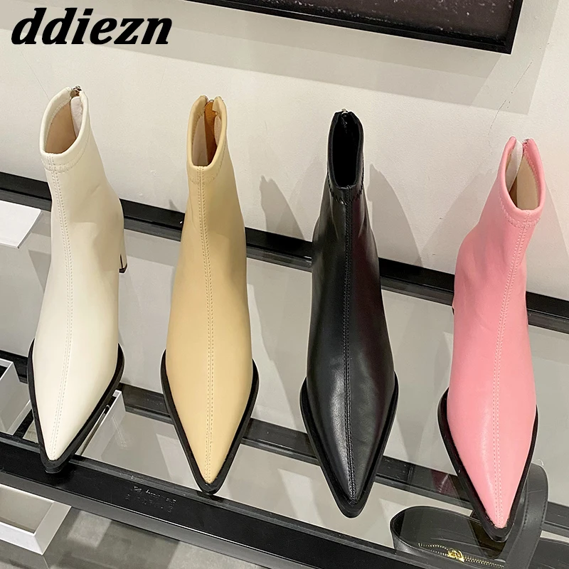 Autumn Spring Pumps Women Modern Short Boots Zippers Ankle Boots For Ladies 2023 New Fashion Pointed Toe Female Heel Shoes
Autumn Spring Pumps Women Modern Short Boots Zippers Ankle Boots For Ladies 2023 New Fashion Pointed Toe Female Heel Shoes