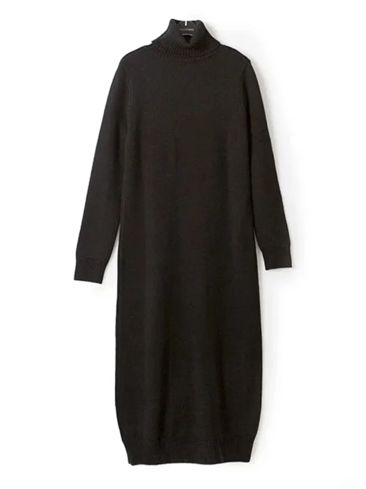 Women Mid Calf Dress Knit Turtleneck Long Sleeve Knitwear Robe Solid Slim High Street Spring
Women Mid Calf Dress Knit Turtleneck Long Sleeve Knitwear Robe Solid Slim High Street Spring