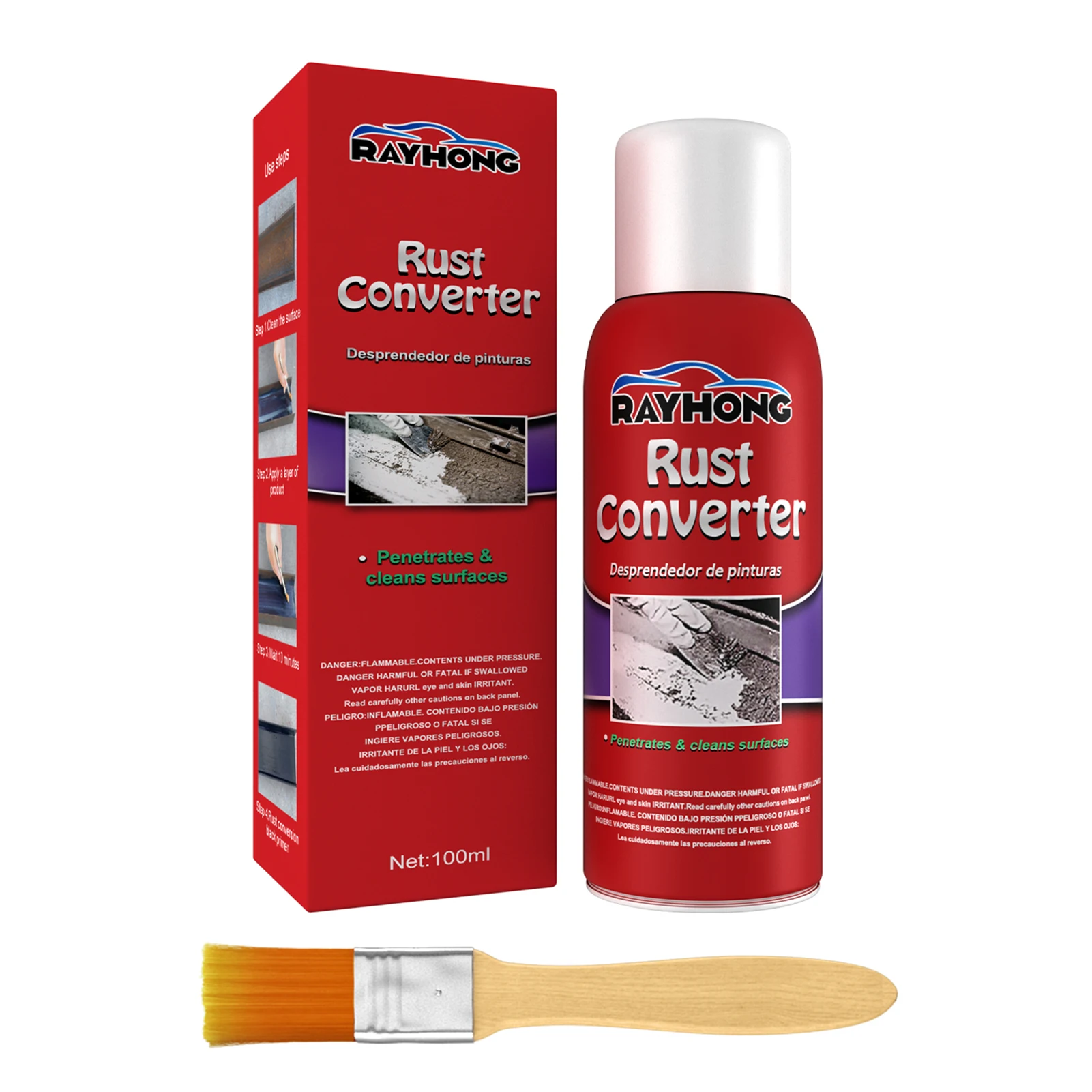 

100ML Car Anti-Rust Chassis Rust Converter Water-Based Primer Metal Surface Rust Remover Weather-Proof Long-Lasting Duster