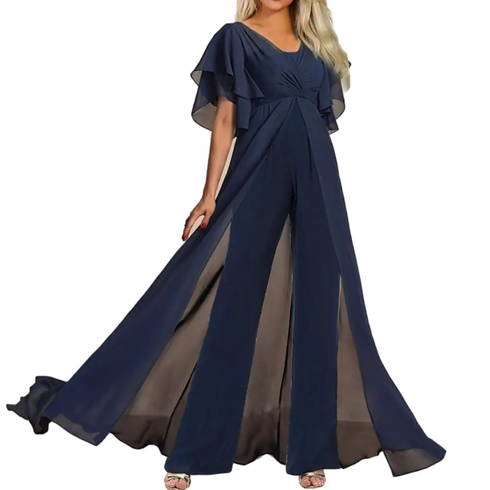 Women Jumpsuit Short Sleeve Split Hem Wide Leg Ruffle High Waist Patchwork See-through Back Zipper Lady Party Prom Jumpsuit
Women Jumpsuit Short Sleeve Split Hem Wide Leg Ruffle High Waist Patchwork See-through Back Zipper Lady Party Prom Jumpsuit