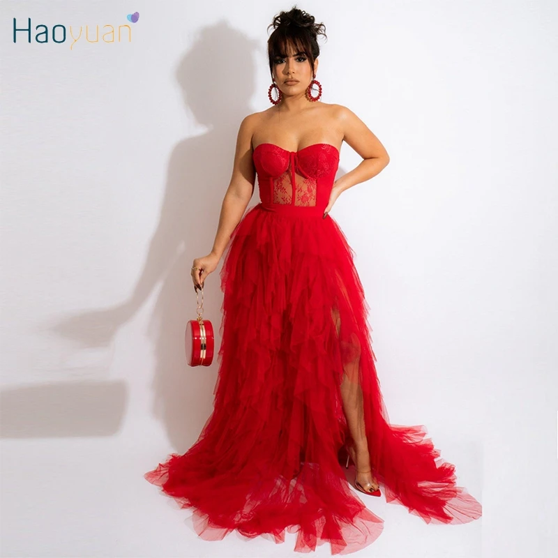 HAOYUAN Sexy Lace Sheer Strapless Maxi Dresses for Women Birthday Party Wear Outfits Backless Festival Clothing Evening Dresses
HAOYUAN Sexy Lace Sheer Strapless Maxi Dresses for Women Birthday Party Wear Outfits Backless Festival Clothing Evening Dresses