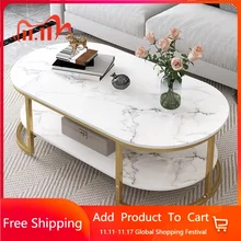 White Living Room Coffee Table Modern Nordic Luxury Iron Low Marble Storage Poker Console Table Dining Muebles Home Furniture
