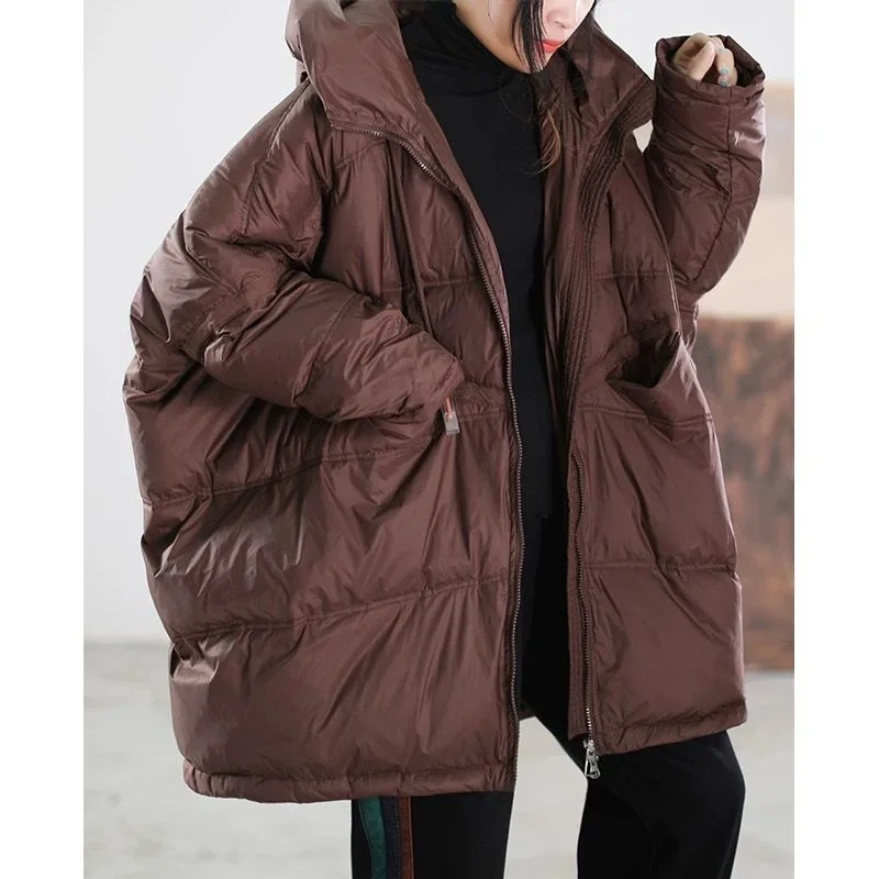 Down Jacket Women's New Style White Duck Down Drawstring Hooded Korean Version Loose Simple And Versatile Coat Trend
Down Jacket Women's New Style White Duck Down Drawstring Hooded Korean Version Loose Simple And Versatile Coat Trend