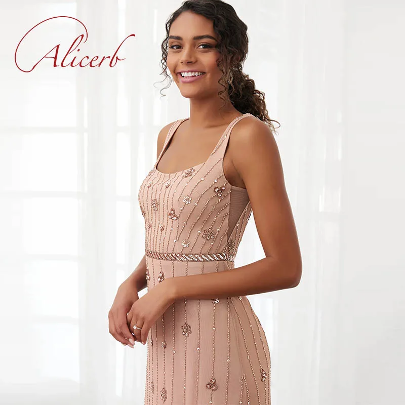 Square Neck Rose Gold Tulle Maxi Evening Dress Spaghetti Strap Open Front Slit Ankle-Length Mother Of Bride Dresses with Beading
Square Neck Rose Gold Tulle Maxi Evening Dress Spaghetti Strap Open Front Slit Ankle-Length Mother Of Bride Dresses with Beading