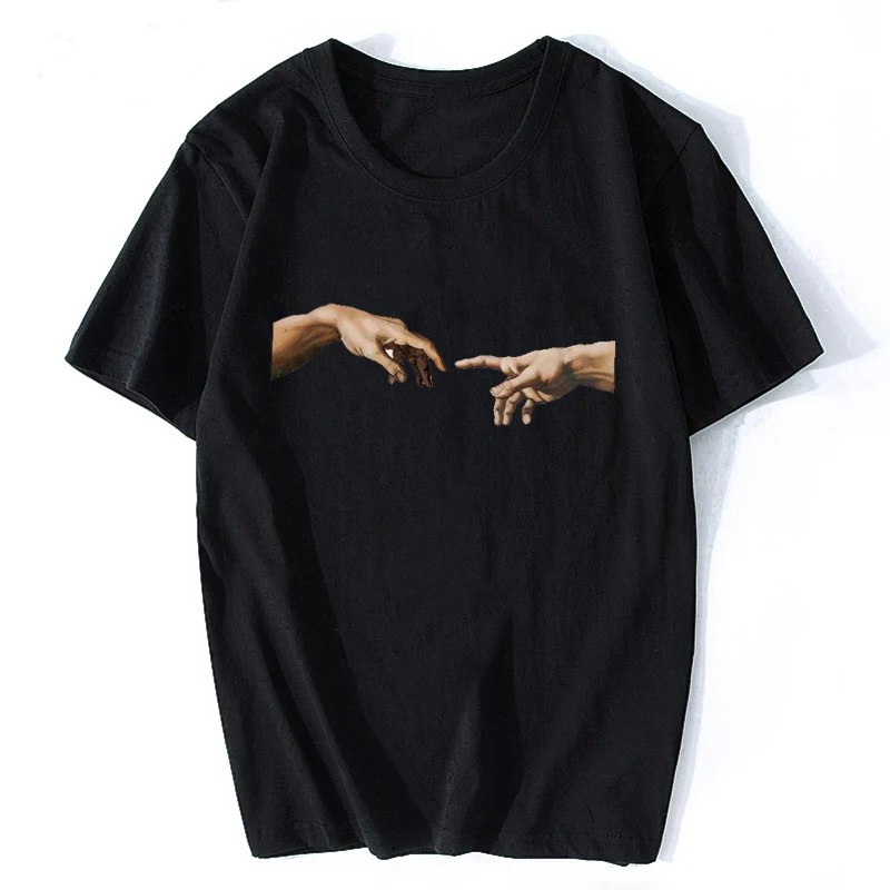 Men Women Fashion Cotton Oversized Ulzzang Vintage Print T-Shirt Michelangelo Hands T shirt Kids Boy Punk Tees Tops Camisetas
Men Women Fashion Cotton Oversized Ulzzang Vintage Print T-Shirt Michelangelo Hands T shirt Kids Boy Punk Tees Tops Camisetas