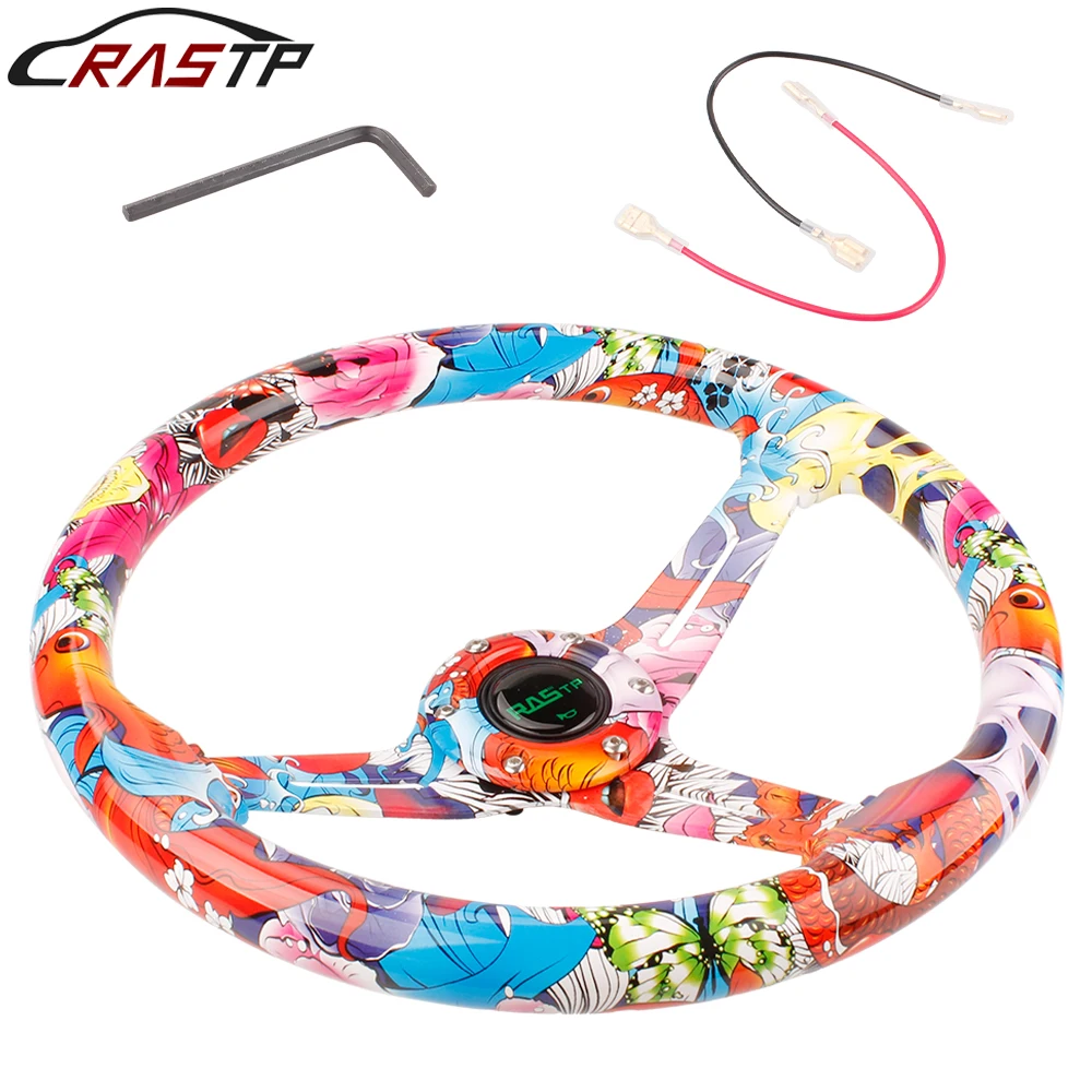 RASTP-New Full Colorful Acrylic Car Steering Wheel Universal 14inch 350mm Cartoon Pattern Printing Drifting Steering RS-STW039 
RASTP-New Full Colorful Acrylic Car Steering Wheel Universal 14inch 350mm Cartoon Pattern Printing Drifting Steering RS-STW039