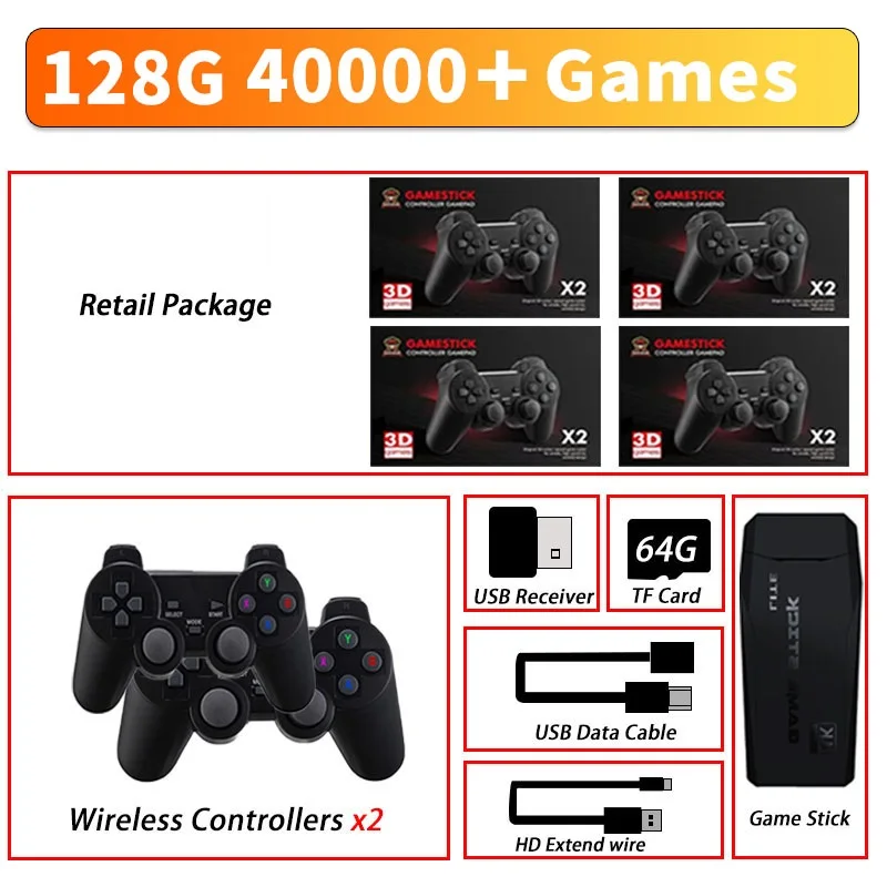 2022 Retro Game Console 4K HD 128G 40000 Games 2.4G For PSP PS1 GBA New Video Game Console Double Wireless Controller Game Stick
2022 Retro Game Console 4K HD 128G 40000 Games 2.4G For PSP PS1 GBA New Video Game Console Double Wireless Controller Game Stick