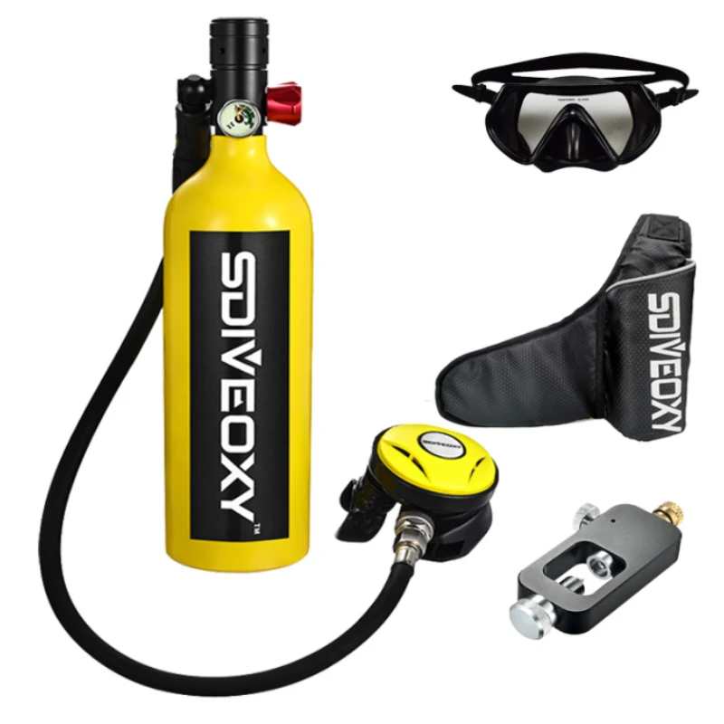 

Scuba Diving Oxygen Tank 1L Cylinder Underwater Breather for with Breathing Valve B Set