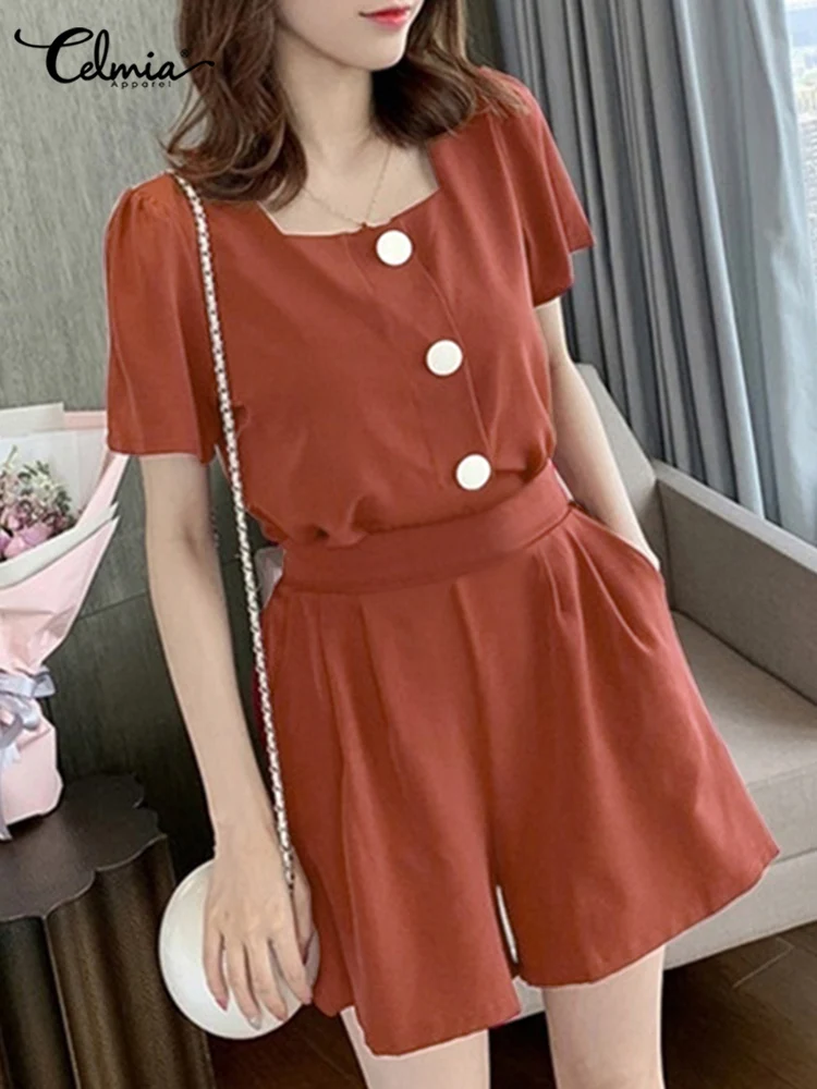 Celmia Korean Elegant 2PCS Sets Casual Summer Women Pleats Square Collar Short Sleeve Top and Elastic Waist Short Short Sets
Celmia Korean Elegant 2PCS Sets Casual Summer Women Pleats Square Collar Short Sleeve Top and Elastic Waist Short Short Sets