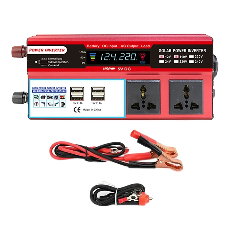 4000W Car Power Inverter Sine Wave DC 12V To AC 110V 120V Solar Converter 4 USB Converter For Car RV
4000W Car Power Inverter Sine Wave DC 12V To AC 110V 120V Solar Converter 4 USB Converter For Car RV