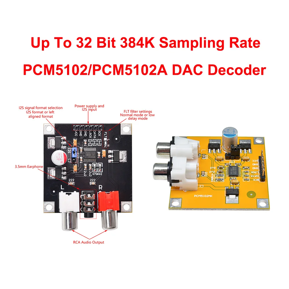 Декодер ЦАП PCM5102/PCM5102A 32 бит, частота дискретизации данных 384K, сборный модуль I2S, декодер ES9023, поддержка I2S /left-just
Декодер ЦАП PCM5102/PCM5102A 32 бит, частота дискретизации данных 384K, сборный модуль I2S, декодер ES9023, поддержка I2S /left-just