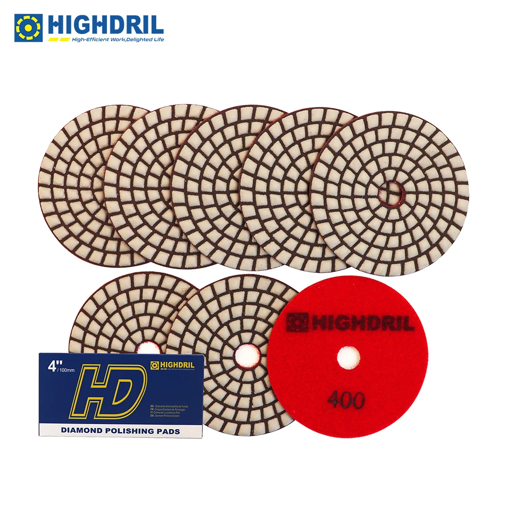 HIGHDRIL 8pcs/set Dia100mm Diamond Dry Polishing Pads Resin Bond Sanding Disc B Grinding Wheel For Marble Granite Stone Grit400
HIGHDRIL 8pcs/set Dia100mm Diamond Dry Polishing Pads Resin Bond Sanding Disc B Grinding Wheel For Marble Granite Stone Grit400