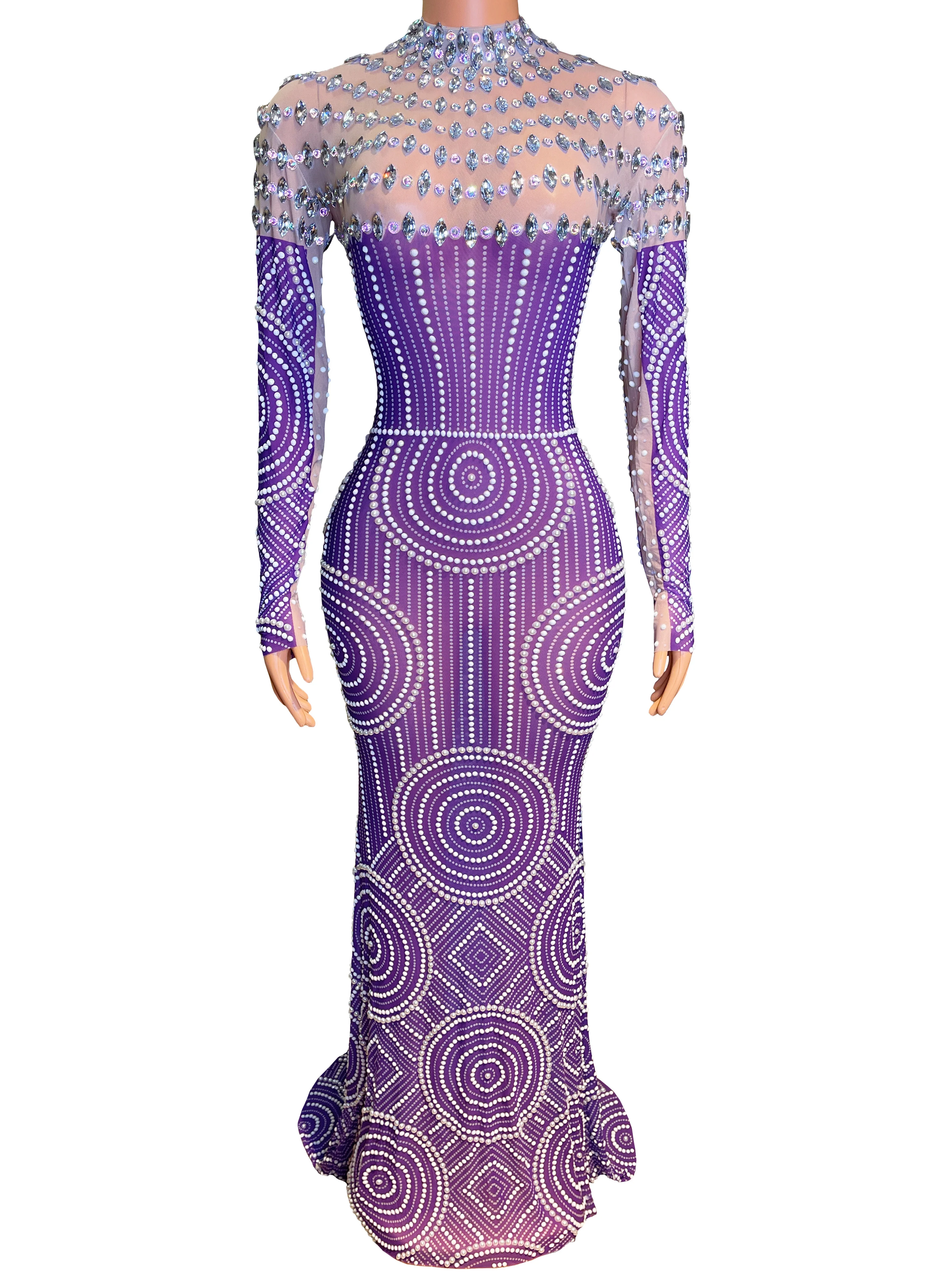 Вечернее фиолетовое Сетчатое платье с длинными рукавами, яркими камнями и жемчугом, костюм для празднования дня рождения, женский прозрачн...
Вечернее фиолетовое Сетчатое платье с длинными рукавами, яркими камнями и жемчугом, костюм для празднования дня рождения, женский прозрачн...