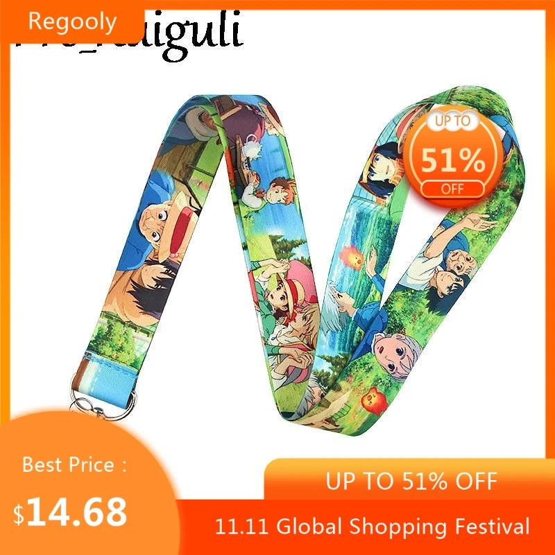 30pcs Howl's Moving Castle Lanyard Keys Phone Holder Funny Neck Strap With Keyring ID Card DIY Animal webbings ribbons Hang
30pcs Howl's Moving Castle Lanyard Keys Phone Holder Funny Neck Strap With Keyring ID Card DIY Animal webbings ribbons Hang