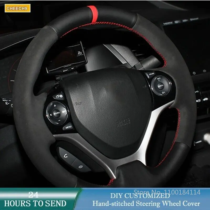 DIY Customized Durable Suede Leather Car Steering Wheel Cover For Honda Civic 9 
DIY Customized Durable Suede Leather Car Steering Wheel Cover For Honda Civic 9