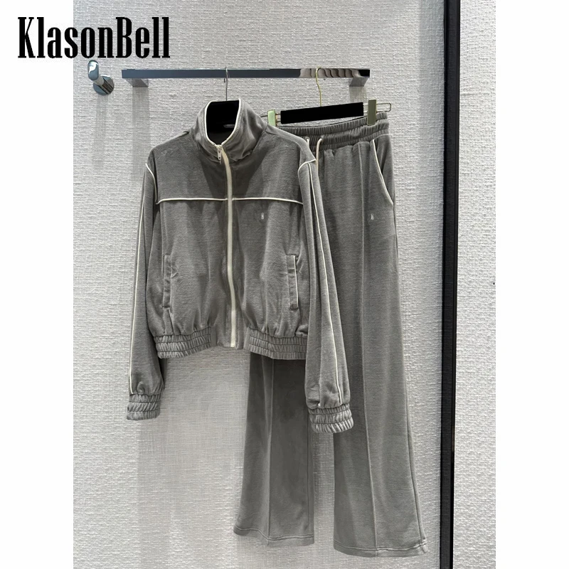 12,5 KlasonBell модная свободная бархатная куртка на молнии с вышитыми буквами и расклешенными брюками Повседневный Спортивный комплект из 2 пред...
12,5 KlasonBell модная свободная бархатная куртка на молнии с вышитыми буквами и расклешенными брюками Повседневный Спортивный комплект из 2 пред...