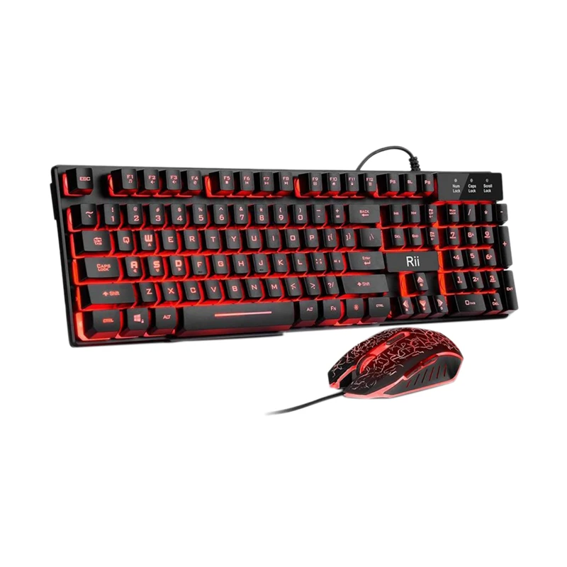 

Rii Gaming Keyboard and Mouse Set 3Led Backlit Manipulator Feel Breathing Backlit Gaming Mouse Entry Game (Rk108)