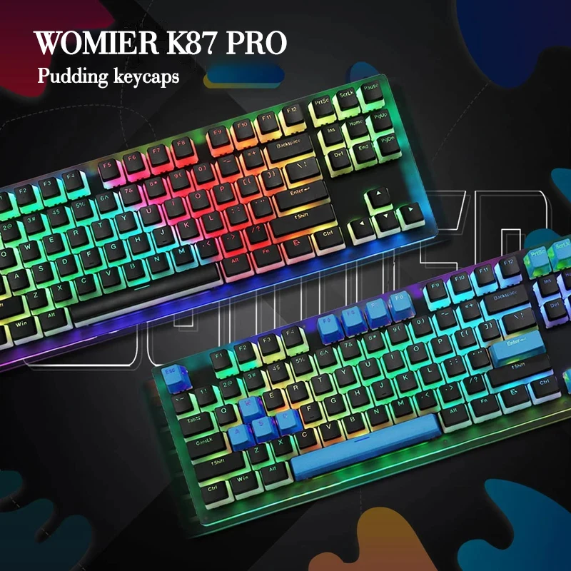 

Womier K87 PRO Hot Swappable Black Keyboard TKL Mechanical Keyboard Pudding Keycaps Gateron Switch RGB Backlit Gaming Keyboard