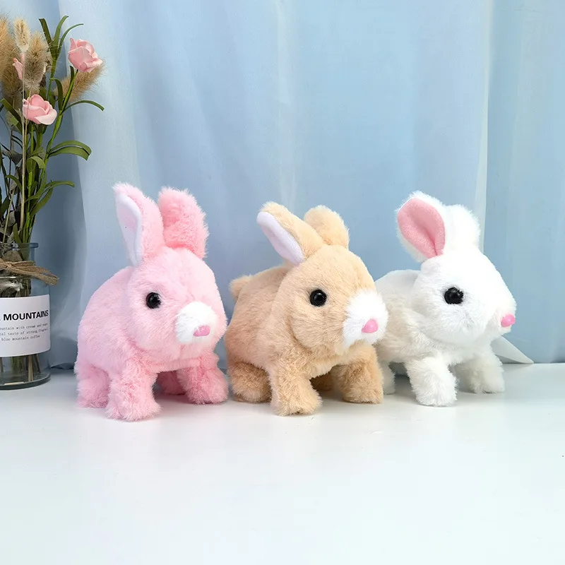 

Imitating Cute Pets Rabbits Electric Plush Toys Called Jumping Shaking Ears Small White Rabbits Children's Toys Birthday Gifts