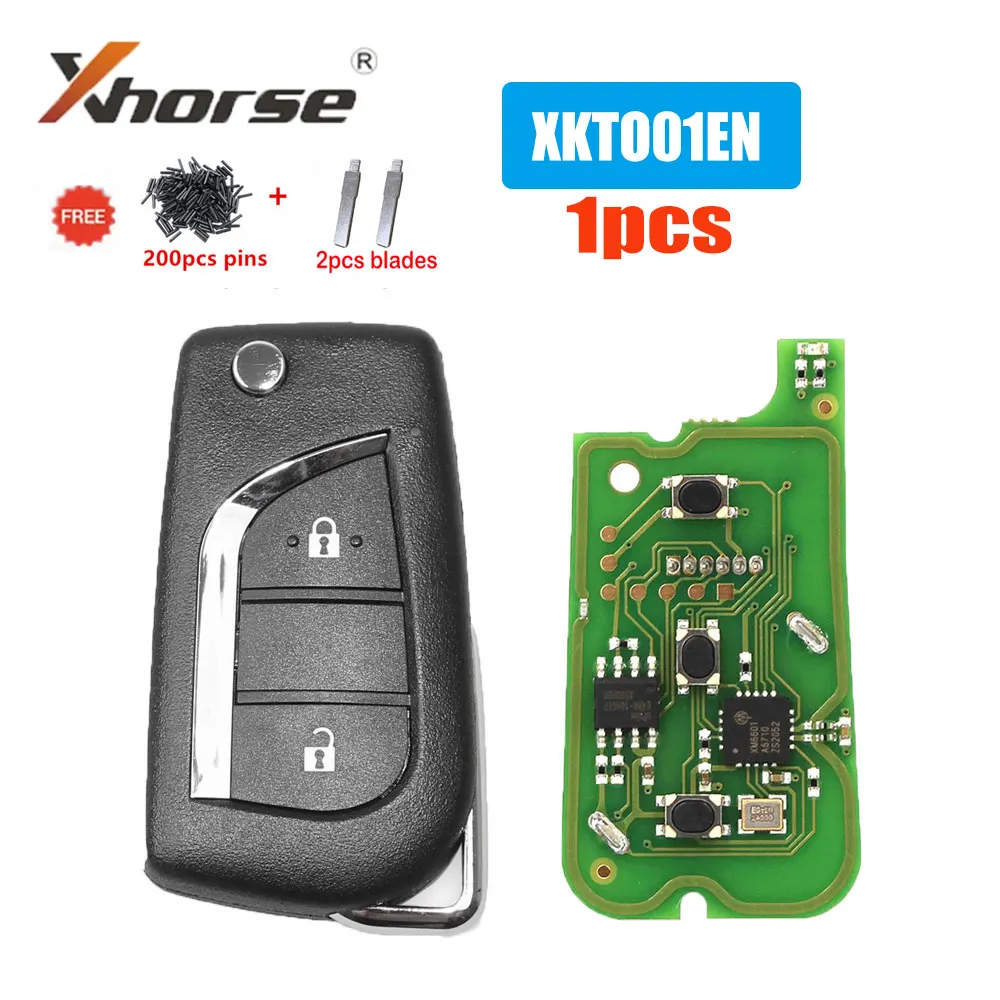 

1pcs Xhorse XKTO01EN Wire Remote Key for Toyota 2 Buttons Universal Remote Key for VVDI Key Tool/VVDI2 Car Key with Blades Pins