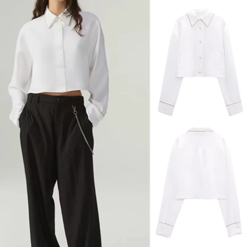 COS LRISspring new women's fashion casual lapel long-sleeved solid color design chain trim loose short top 2191/898
COS LRISspring new women's fashion casual lapel long-sleeved solid color design chain trim loose short top 2191/898