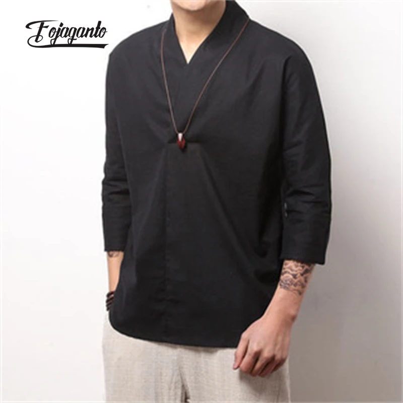 FOJAGANTO Men's Spring and Summer Retro T-Shirt Linen V-Neck Three-Quarter Sleeve T-Shirt Solid Color Casual Thin T-Shirt Men
FOJAGANTO Men's Spring and Summer Retro T-Shirt Linen V-Neck Three-Quarter Sleeve T-Shirt Solid Color Casual Thin T-Shirt Men