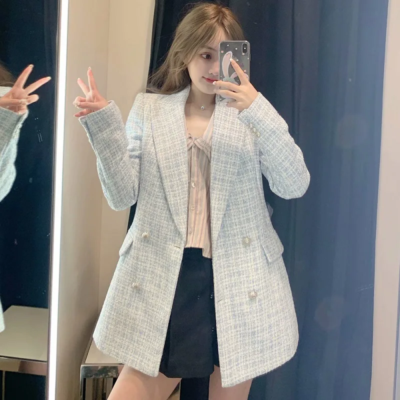 Spring and Autumn New Women's Casual Tweed Suit Stand Collar Plaid Coat Ladies Office Retro jacket Double Breasted Suit Coat
Spring and Autumn New Women's Casual Tweed Suit Stand Collar Plaid Coat Ladies Office Retro jacket Double Breasted Suit Coat