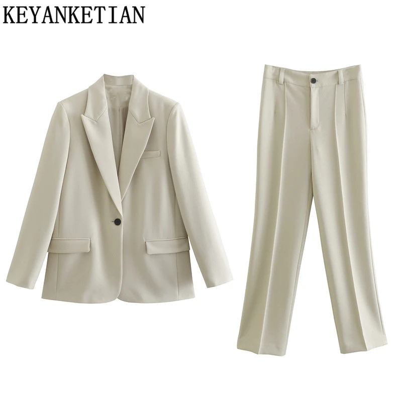 KEYANKETIAN ZA Women's Fashion Pocket Single Button Blazer Vintage Notched Collar Long Sleeve Women's Fashion Ladies Coat
KEYANKETIAN ZA Women's Fashion Pocket Single Button Blazer Vintage Notched Collar Long Sleeve Women's Fashion Ladies Coat