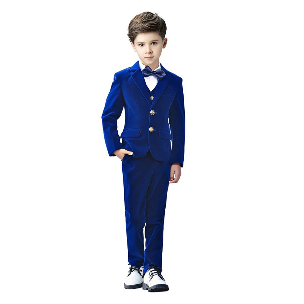 Boy's Three-piece Suit Elegant Boy Suits for Weddings Notched Lapel Blazer Vest Pants Velvet Kids Tuxedo Wedding Slim Fit Set
Boy's Three-piece Suit Elegant Boy Suits for Weddings Notched Lapel Blazer Vest Pants Velvet Kids Tuxedo Wedding Slim Fit Set