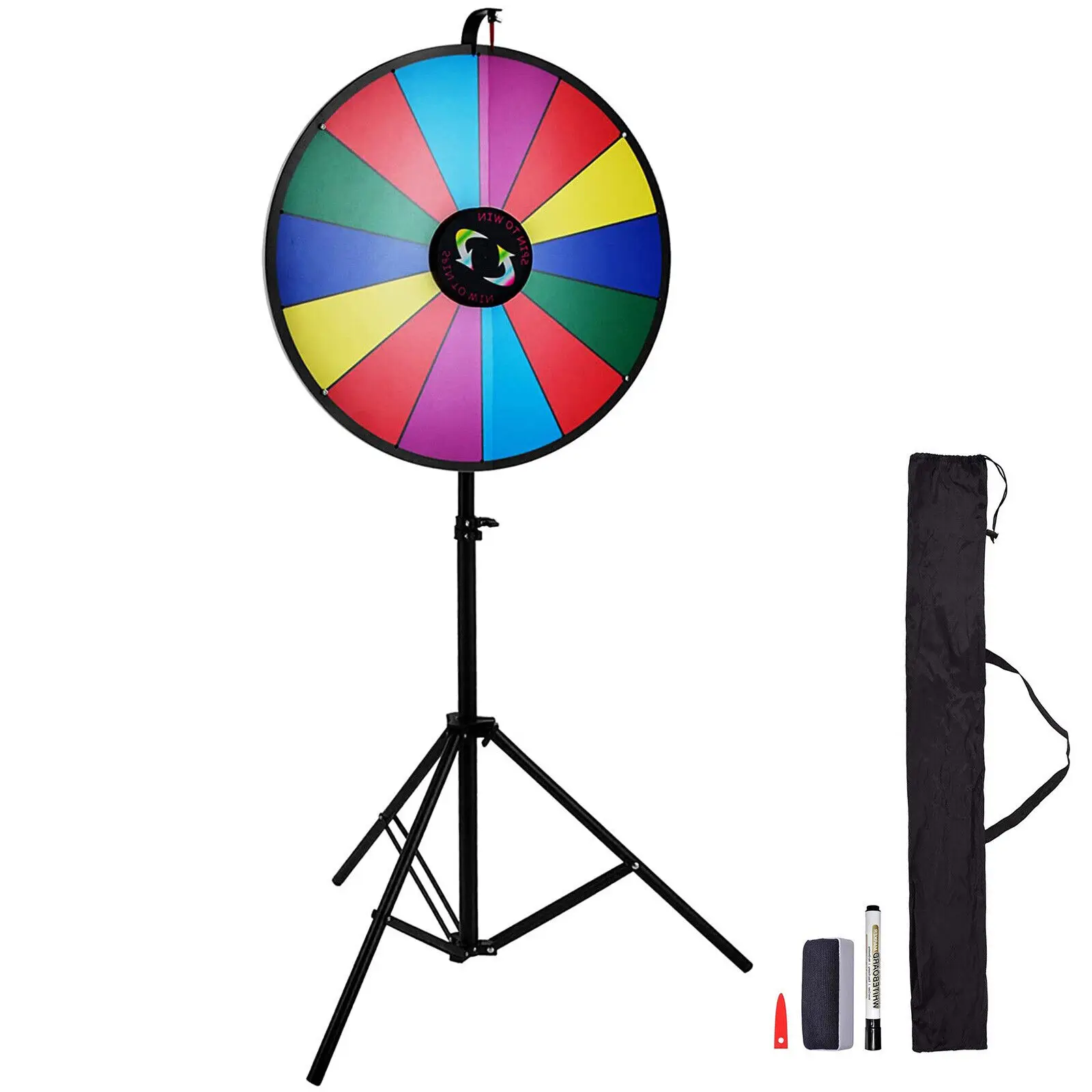 VEVOR 24 Inch Tabletop Color Prize Wheel with Folding Tripod Floor Stand 14 Slots Dry Erase for Win Fortune Spinning Stand Game
VEVOR 24 Inch Tabletop Color Prize Wheel with Folding Tripod Floor Stand 14 Slots Dry Erase for Win Fortune Spinning Stand Game