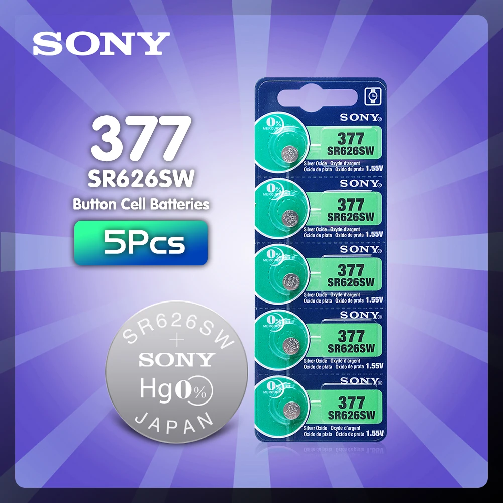 5pc 1.55V For Sony 377 MADE IN JAPAN SR626SW SR626 AG4 Silver Oxide Watch Battery SR626SW 377 177 376 Button Coin Cell
5pc 1.55V For Sony 377 MADE IN JAPAN SR626SW SR626 AG4 Silver Oxide Watch Battery SR626SW 377 177 376 Button Coin Cell
