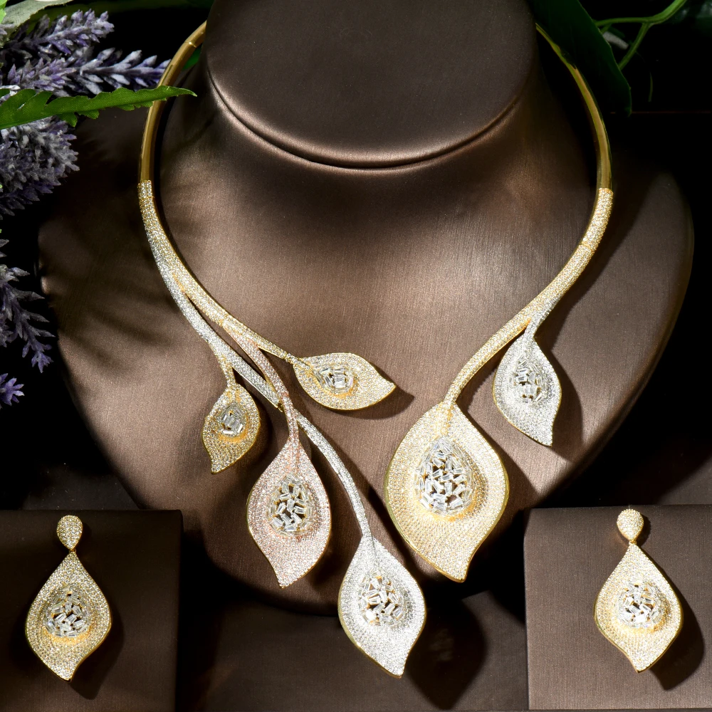 Fashion Big Luxury Shiny Gold Color Micro Cubic Zircon Pave Pendentes Earring Jewelry Set For Women Bridal bijoux dubai N-1734
Fashion Big Luxury Shiny Gold Color Micro Cubic Zircon Pave Pendentes Earring Jewelry Set For Women Bridal bijoux dubai N-1734