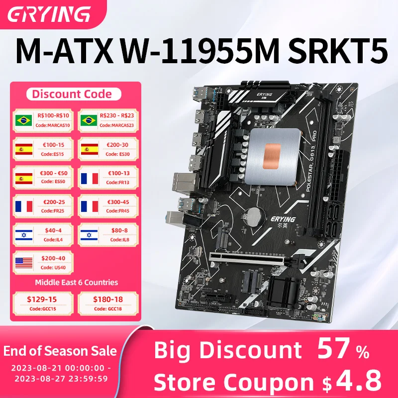 ERYING Gaming PC Motherboard Kit with Onboard Xeon CPU W-11955M W 11955M SRKT5 2.6GHz 8C16T 24MB Final VRM Heatsink Installed
ERYING Gaming PC Motherboard Kit with Onboard Xeon CPU W-11955M W 11955M SRKT5 2.6GHz 8C16T 24MB Final VRM Heatsink Installed