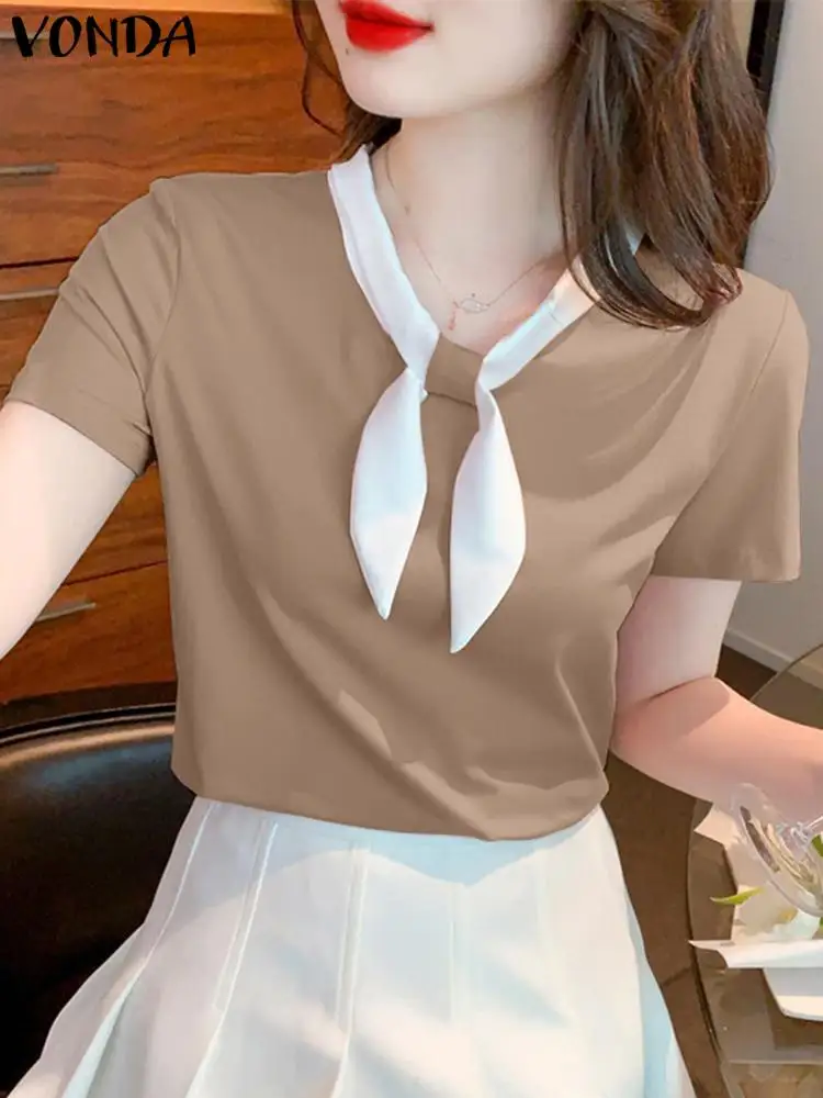 VONDA Women Summer Tunic Tops and Blouses 2023 Bow Short Sleeve Fashion Shirt O Neck Loose Solid Casual Holiday Blusas Femininas
VONDA Women Summer Tunic Tops and Blouses 2023 Bow Short Sleeve Fashion Shirt O Neck Loose Solid Casual Holiday Blusas Femininas