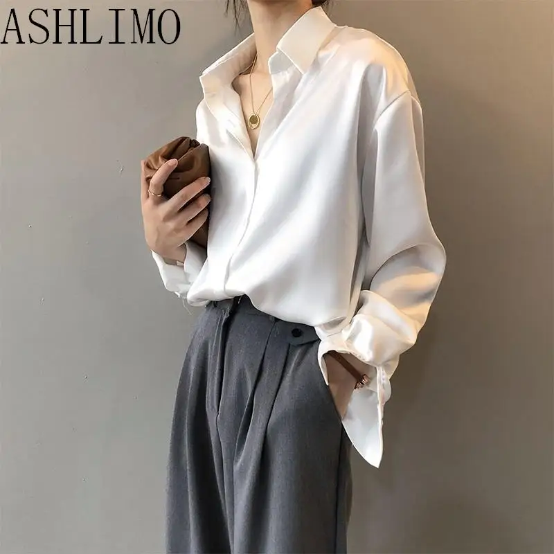 Autumn Fashion Button Up Satin Silk Shirt Vintage Blouse Womens Clothing Elegant Silk Shirts Office Lady Top Women Long Sleeve
Autumn Fashion Button Up Satin Silk Shirt Vintage Blouse Womens Clothing Elegant Silk Shirts Office Lady Top Women Long Sleeve