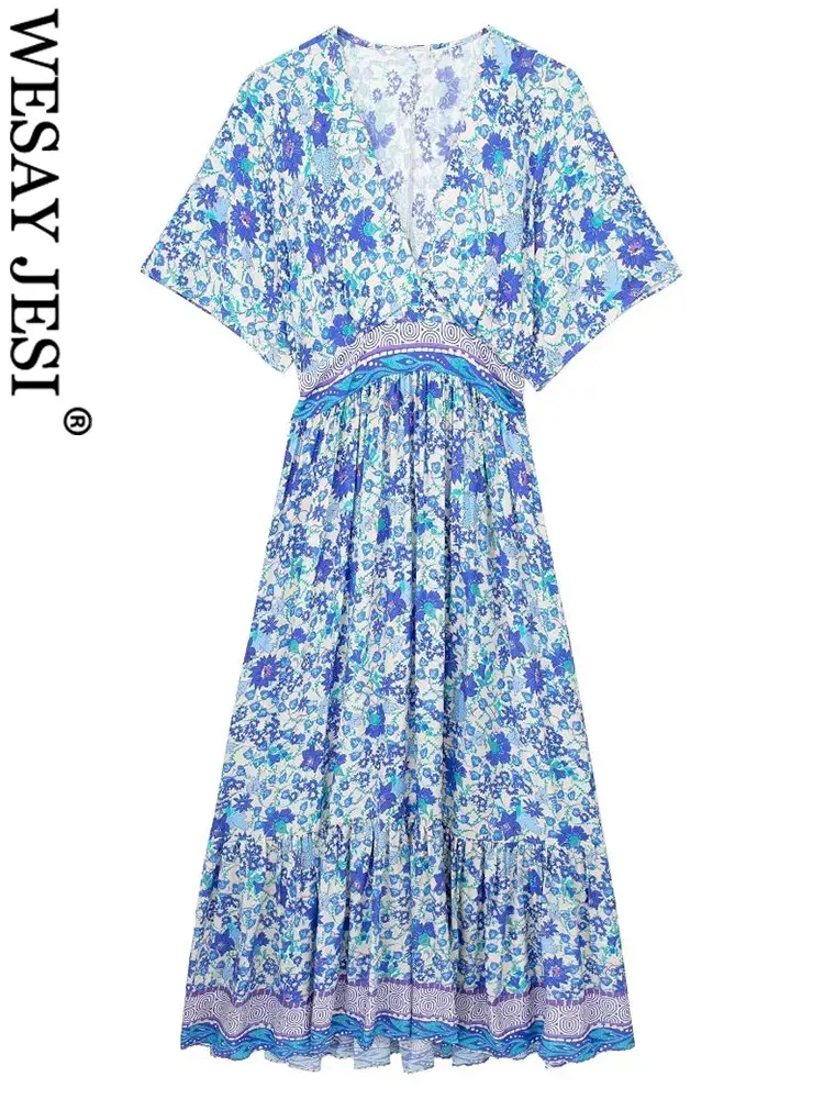 WESAY JESI TRAF Women Fashion Floral Print Ruffle Pleated Midi Dress V Neck Short Sleeve Dress Summer Female Beach Casual Dress
WESAY JESI TRAF Women Fashion Floral Print Ruffle Pleated Midi Dress V Neck Short Sleeve Dress Summer Female Beach Casual Dress