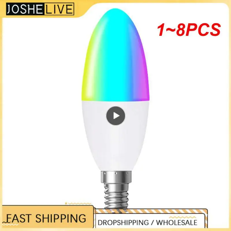 

1~8PCS LED Bulb E12 Smart Candle Light Bulb RGB Color Neon Sign Remote control Dimmable Tape Lamp 220V Indoor Lighting For Home