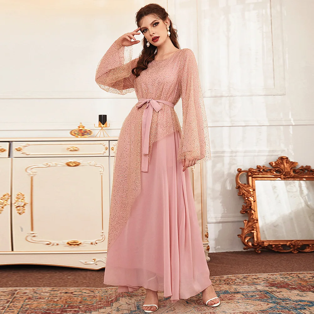Wepbel Long Sleeve O-neck Maxi Party Dress Kaftan Sequined Women Abaya Muslim Dress Mesh Stitching Islamic Clothing Abaya Robe
Wepbel Long Sleeve O-neck Maxi Party Dress Kaftan Sequined Women Abaya Muslim Dress Mesh Stitching Islamic Clothing Abaya Robe