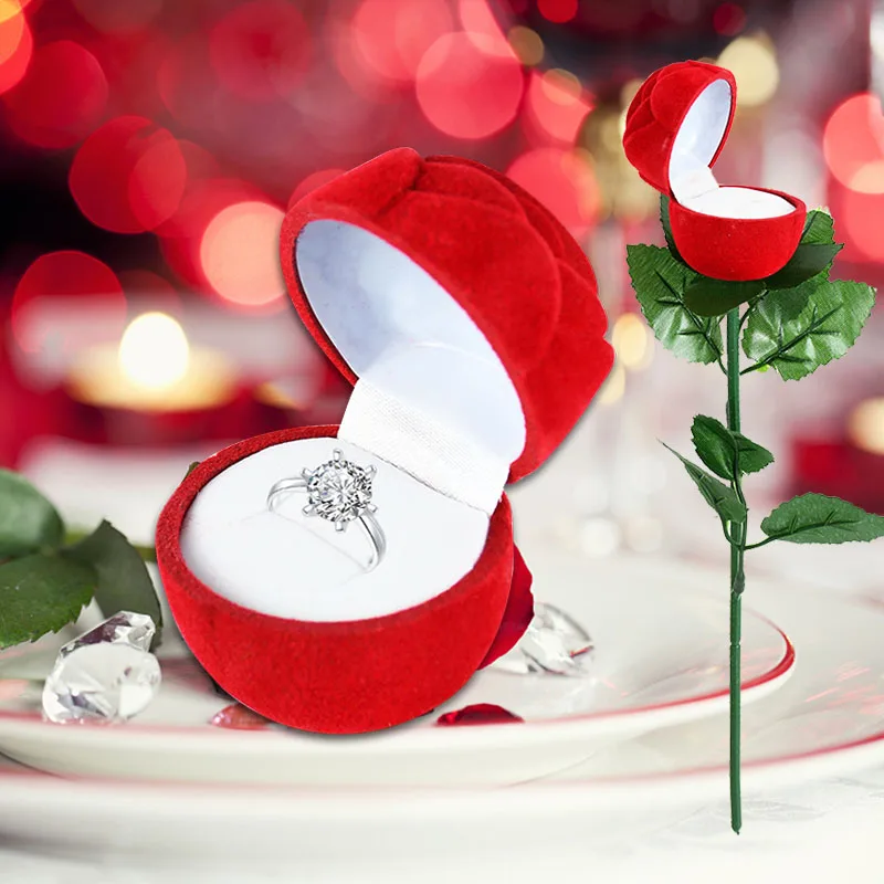 3D Romantic Red Rose Flower Ring Box Velvet Necklace Earrings Surprise Gift Box Wedding Proposal Valentine's Day Jewelry Case
3D Romantic Red Rose Flower Ring Box Velvet Necklace Earrings Surprise Gift Box Wedding Proposal Valentine's Day Jewelry Case