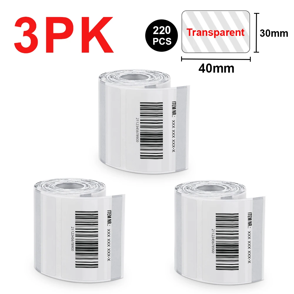 3PK E210 Transparent Label Sticker Marklife P50 White Label Paper Suit for E210 Marklife P50 Phomemo M110 Thermal Label Printer
3PK E210 Transparent Label Sticker Marklife P50 White Label Paper Suit for E210 Marklife P50 Phomemo M110 Thermal Label Printer