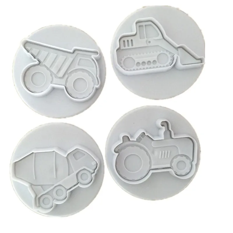 4Pcs/Set Cake Cookie Plunger Cutters Fondant Cake Molds Vehicles Theme (Trucks,Tractor,Forklift) Cake Decorating Baking Tools
4Pcs/Set Cake Cookie Plunger Cutters Fondant Cake Molds Vehicles Theme (Trucks,Tractor,Forklift) Cake Decorating Baking Tools