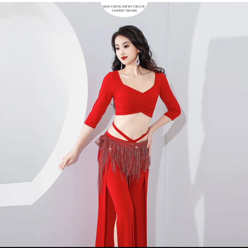 Women Belly Dance Costume Set Oriental Practice Wear Professional Bellydance Top Solid Color Split Long Skirt Set Outfit Clothes
Women Belly Dance Costume Set Oriental Practice Wear Professional Bellydance Top Solid Color Split Long Skirt Set Outfit Clothes