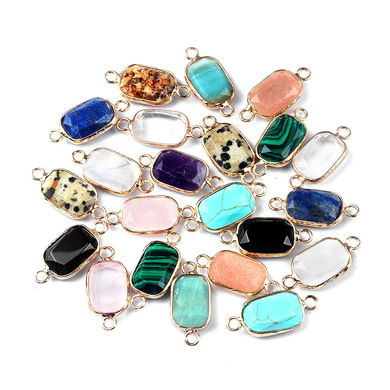 12pcs Natural Stone Rectangular Gold Edged Pendant Amethyst Pink Crystal Charms Two Ears Connector Bracelets Earrings Accessory
12pcs Natural Stone Rectangular Gold Edged Pendant Amethyst Pink Crystal Charms Two Ears Connector Bracelets Earrings Accessory