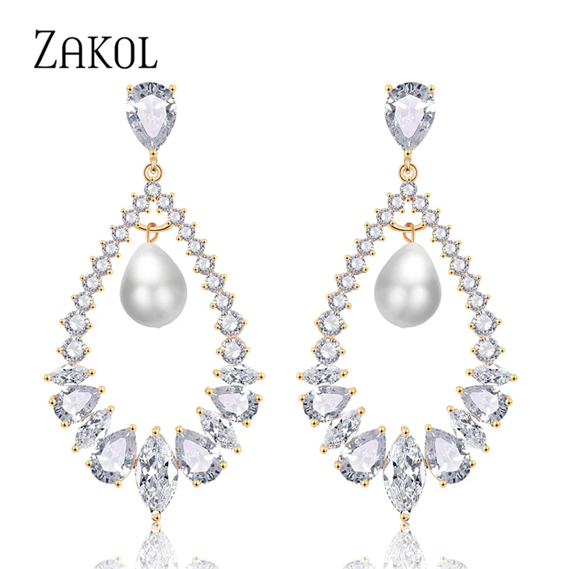 ZAKOL Luxury Hollow Marquise Cut Zirconia Drop Earrings For Women Wedding Fashion Imitation Pearl Jewelry Accessories EP2245
ZAKOL Luxury Hollow Marquise Cut Zirconia Drop Earrings For Women Wedding Fashion Imitation Pearl Jewelry Accessories EP2245