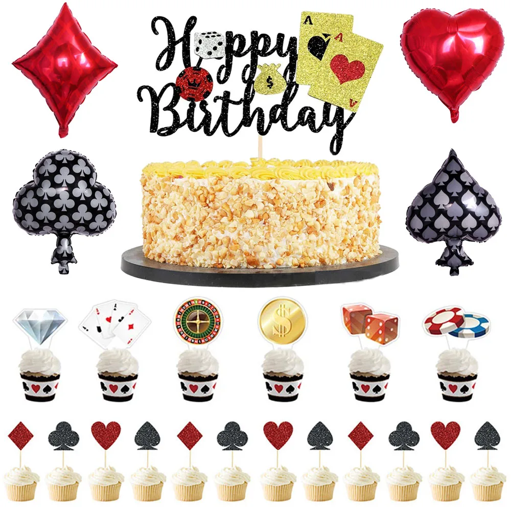 Casino Birthday Party Decorations Poker Themed Birthday Women Men Party Cake Toppers Casino Balloons Tablecloth Banner Supplies
Casino Birthday Party Decorations Poker Themed Birthday Women Men Party Cake Toppers Casino Balloons Tablecloth Banner Supplies