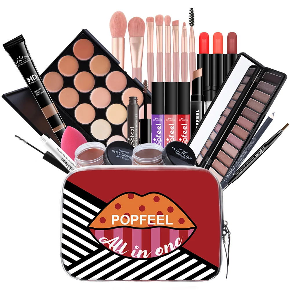 25PCS All In One Makeup Kit For Women Full Makeup Set Eyeshadow Palette Concealer Mascara Lipstick Eyeliner Sponge Brush Set
25PCS All In One Makeup Kit For Women Full Makeup Set Eyeshadow Palette Concealer Mascara Lipstick Eyeliner Sponge Brush Set