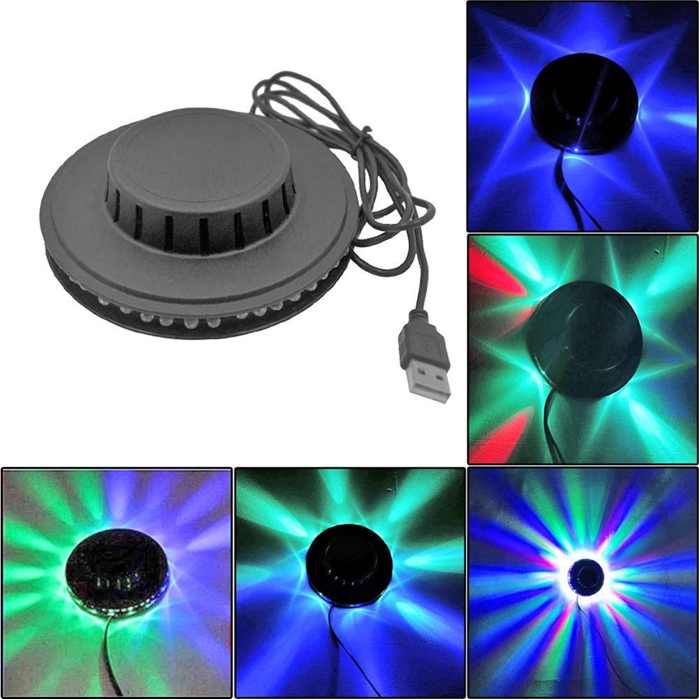 

5W USB Mini Disco Lamp 48LED RGB Sound Activated Rotating Disco Light LED Home Party Stage Strobe Backlight Wall Music Lamp KTV