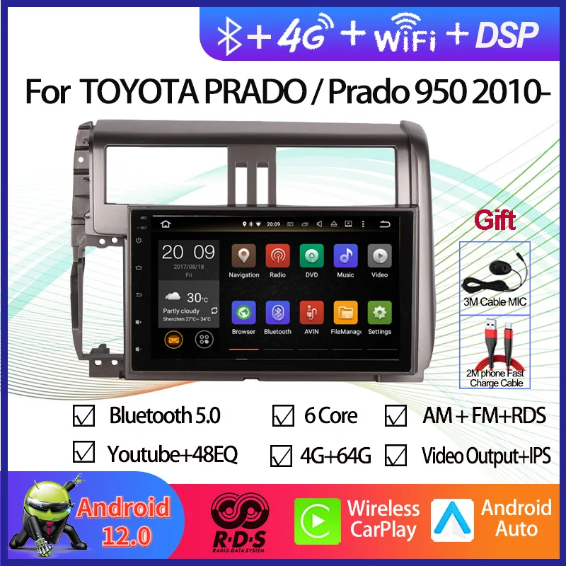 Android 12 Car GPS Navigation Multimedia DVD Player For Toyota Prado 150/Land Cruiser 2010 2011 2012 2013 Auto Radio Stereo
Android 12 Car GPS Navigation Multimedia DVD Player For Toyota Prado 150/Land Cruiser 2010 2011 2012 2013 Auto Radio Stereo