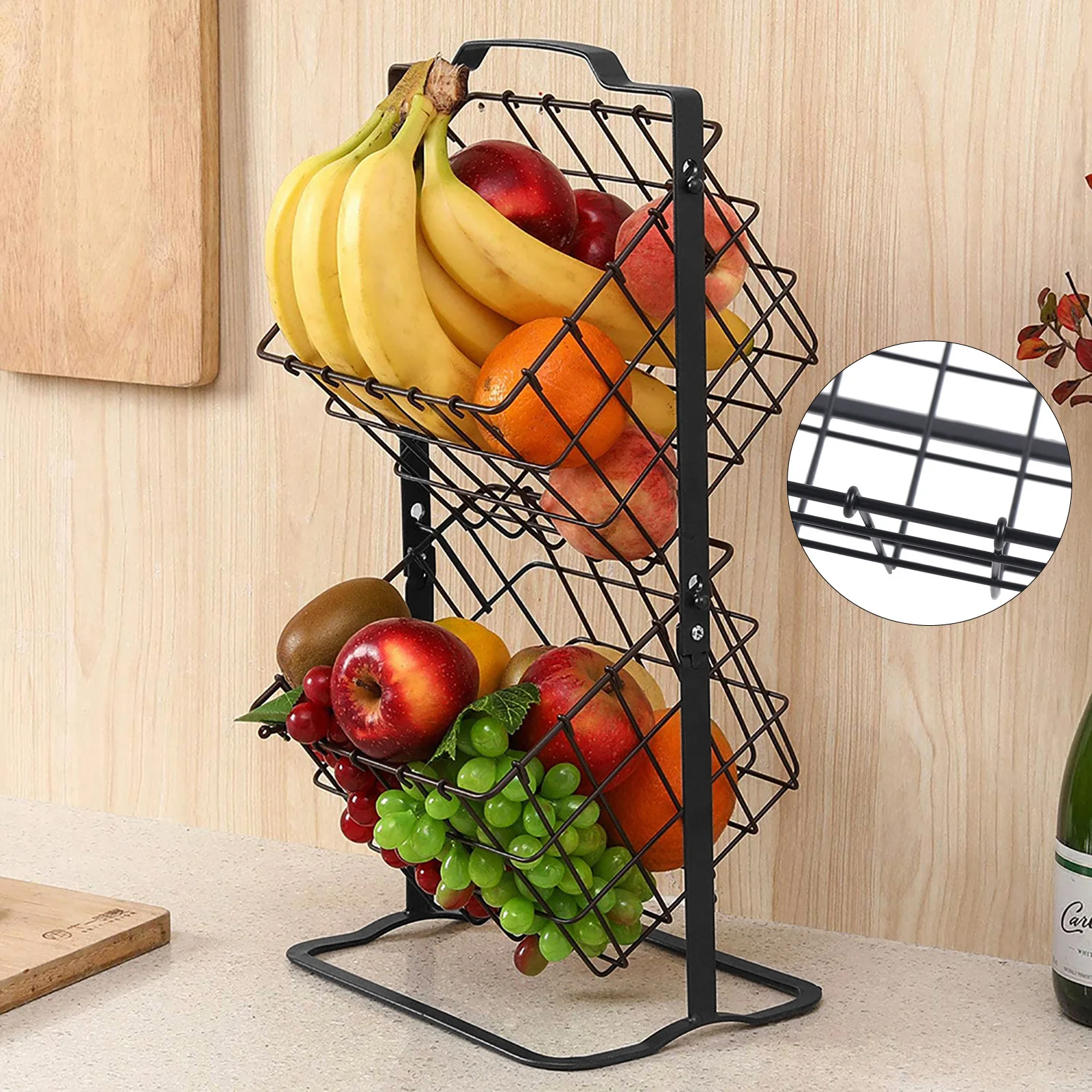 :2 Hanging Baskets Fruit Basket - Decorative Wire Basket Made of Metal Storage Worktop Organiser for Fruit Vegetables Snacks
:2 Hanging Baskets Fruit Basket - Decorative Wire Basket Made of Metal Storage Worktop Organiser for Fruit Vegetables Snacks