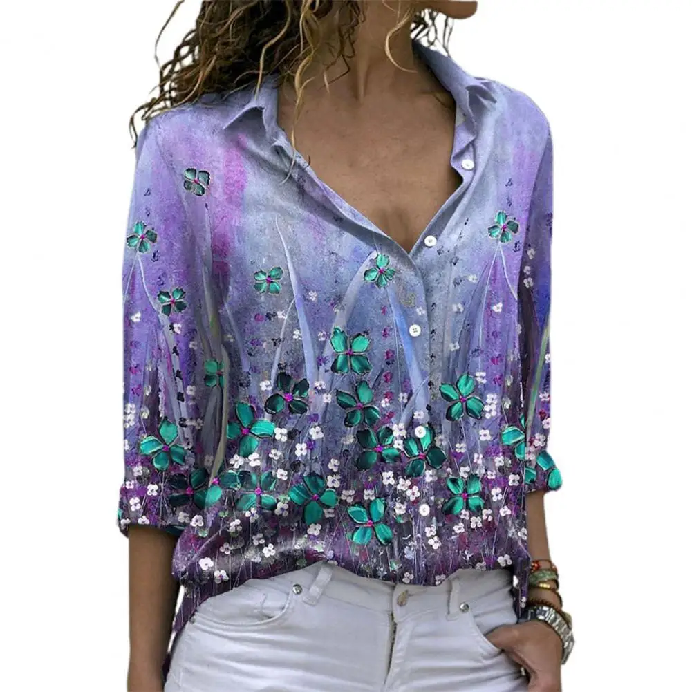 Blouses Women Top Turn-Down Collar Long Sleeve Female Shirt Soft Fabric Sweet Buttons Closure Flower Print Shirt Ladies Clothing
Blouses Women Top Turn-Down Collar Long Sleeve Female Shirt Soft Fabric Sweet Buttons Closure Flower Print Shirt Ladies Clothing